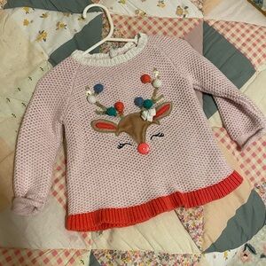 Mud Pie Pink and White Knit Sweater
